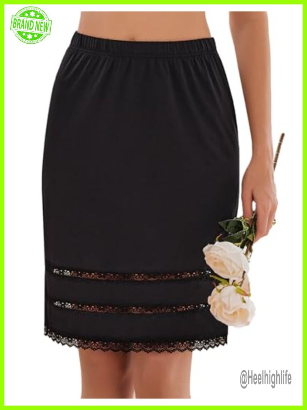 Half Slip Underskirt Dress Extender Lace Trim Knee Length